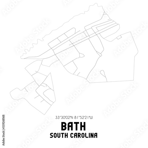 Bath South Carolina. US street map with black and white lines.