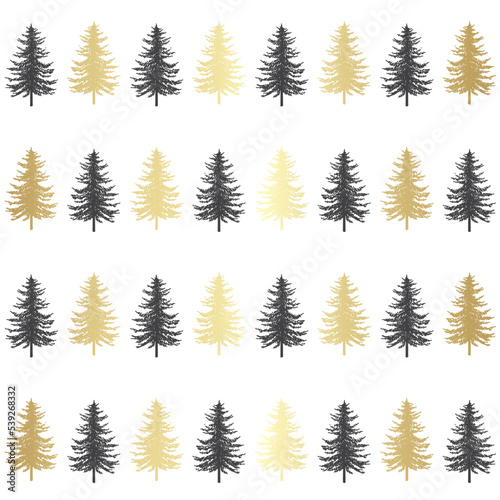 Christmas tree seamless vector pattern. Watercolor Noel firs print  winter frozen pine trees on blue background  wallpaper  wrapping paper design