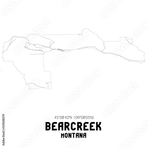 Bearcreek Montana. US street map with black and white lines. photo