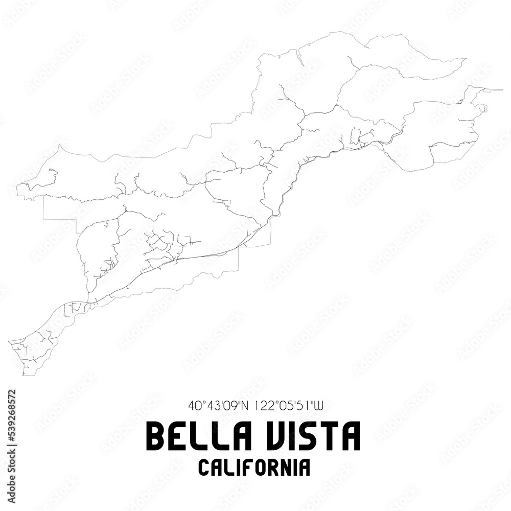 Bella Vista California. US street map with black and white lines. Bella Vista California. US street map with black and white lines.