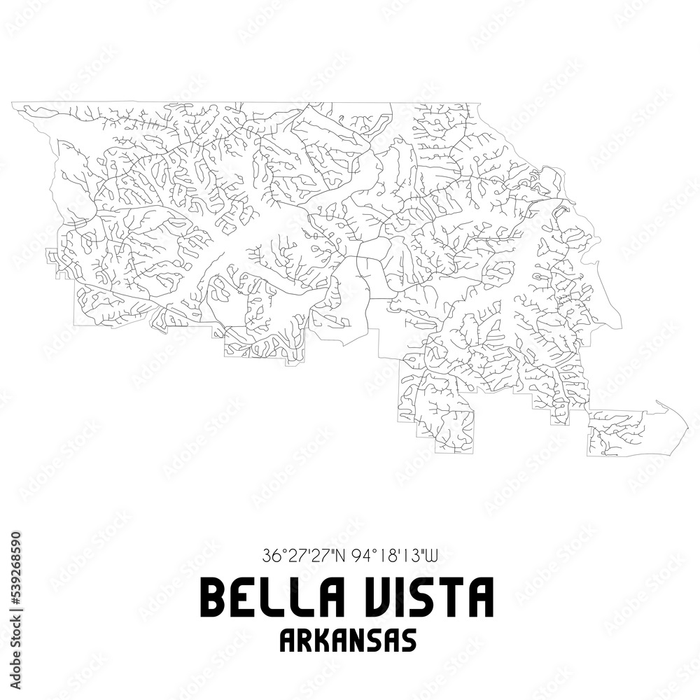 Bella Vista Arkansas. US street map with black and white lines. Bella Vista Arkansas. US street map with black and white lines.