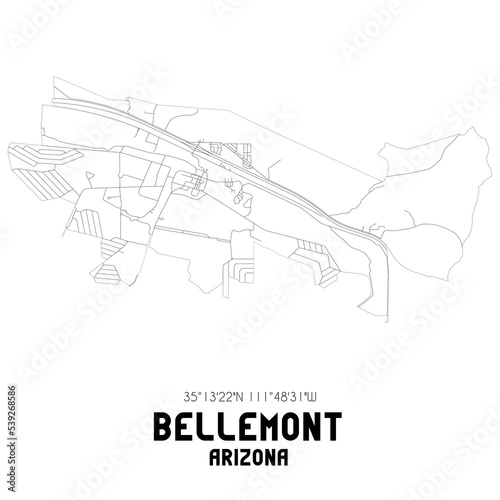 Bellemont Arizona. US street map with black and white lines.