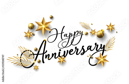 Happy Anniversary lettering text banner. lettering anniversary with golden festive