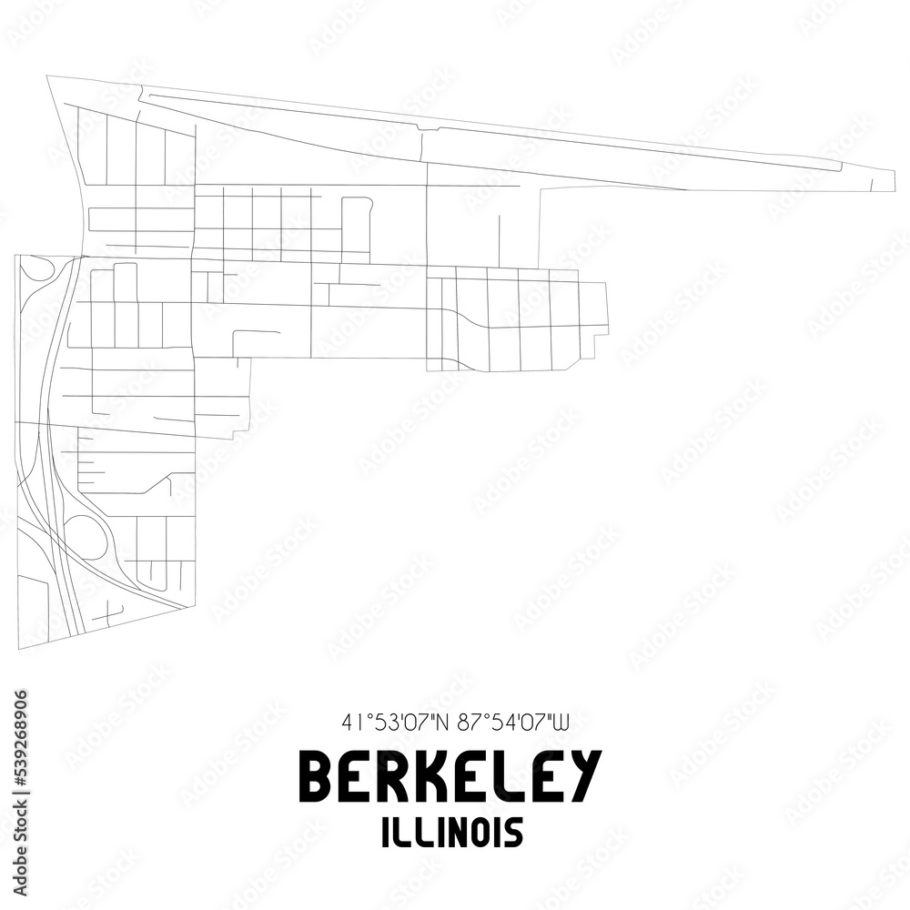 Berkeley Illinois. US street map with black and white lines. Berkeley Illinois. US street map with black and white lines.