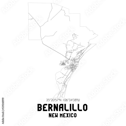 Bernalillo New Mexico. US street map with black and white lines. photo