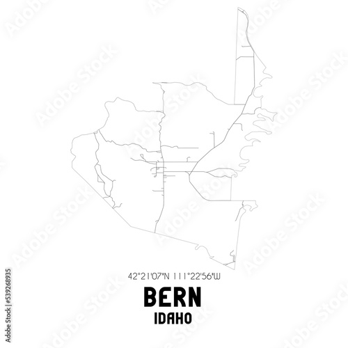 Bern Idaho. US street map with black and white lines.