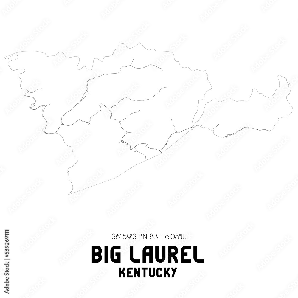 Big Laurel Kentucky. US street map with black and white lines.