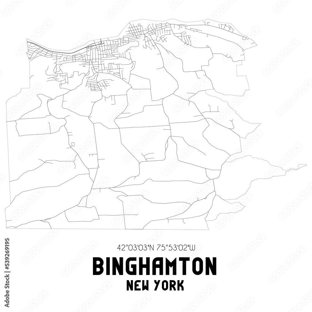 Binghamton New York. US street map with black and white lines. Binghamton New York. US street map with black and white lines.
