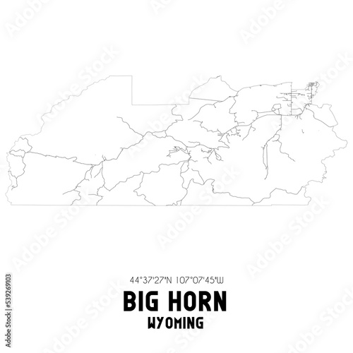 Big Horn Wyoming. US street map with black and white lines. photo