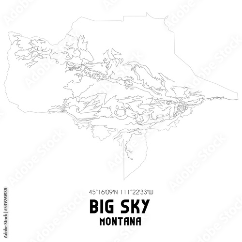 Big Sky Montana. US street map with black and white lines. photo