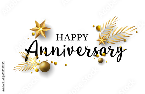 Happy Anniversary lettering text banner. lettering anniversary with golden festive