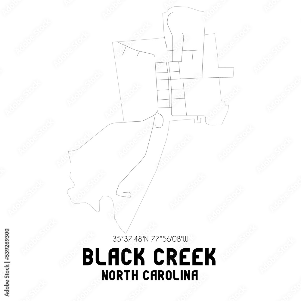Black Creek North Carolina. US street map with black and white lines. Black Creek North Carolina. US street map with black and white lines.