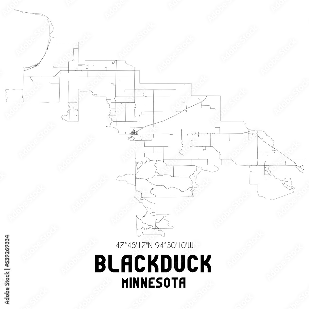 Blackduck Minnesota. US street map with black and white lines. Blackduck Minnesota. US street map with black and white lines.