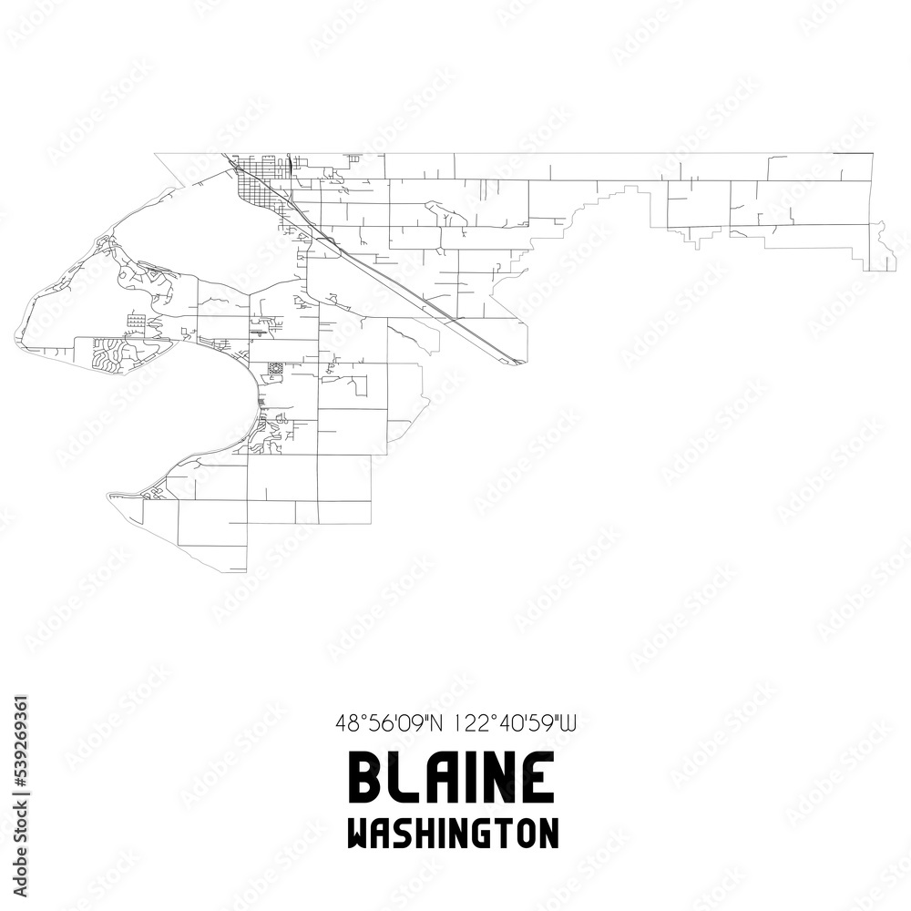 Blaine Washington. US street map with black and white lines. Blaine Washington. US street map with black and white lines.