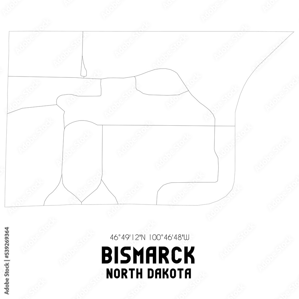 Bismarck North Dakota. US street map with black and white lines. Stock