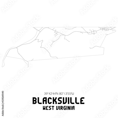 Blacksville West Virginia. US street map with black and white lines.