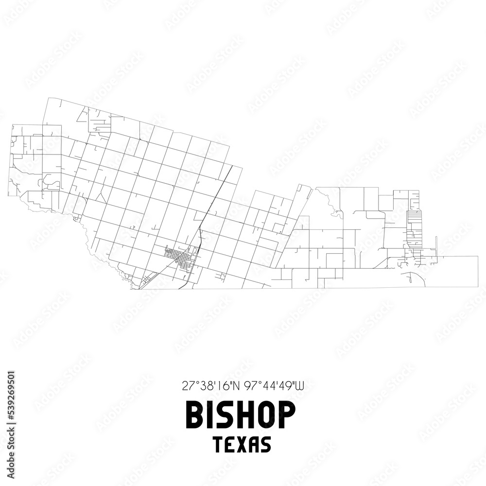 Bishop Texas. US street map with black and white lines. Bishop Texas. US street map with black and white lines.