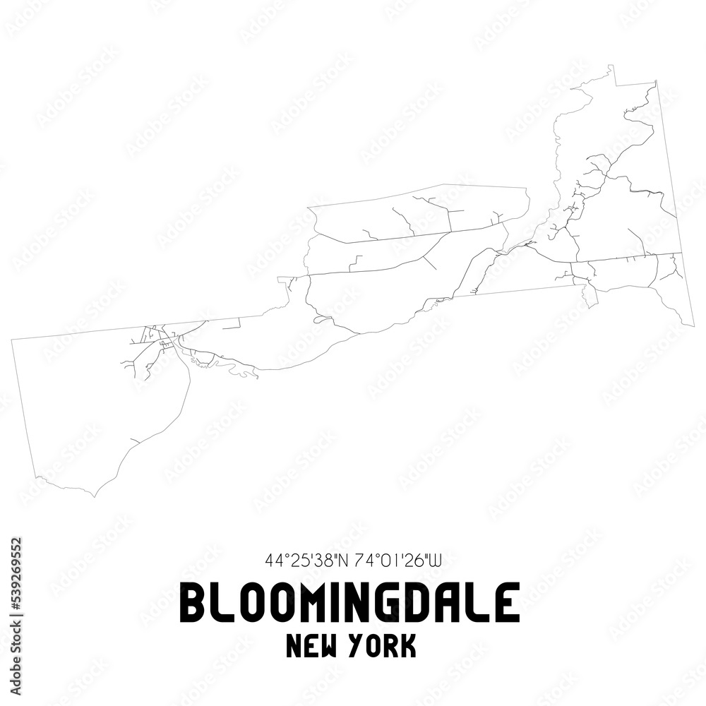 Bloomingdale New York. US street map with black and white lines. Bloomingdale New York. US street map with black and white lines.