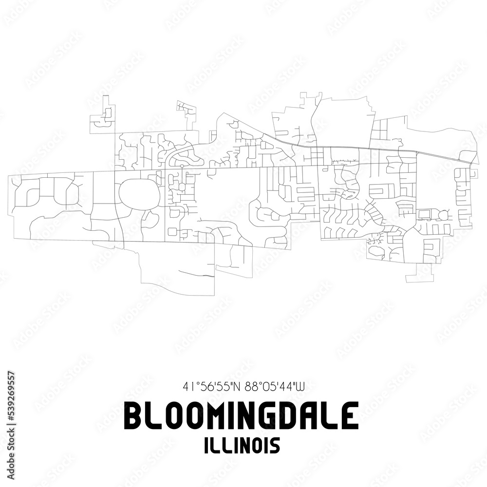 Bloomingdale Illinois. US street map with black and white lines.