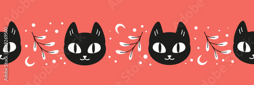 Cute hand drawn Halloween seamless pattern, colorful doodle background, great for Halloween banners, wallpapers, textiles, wrapping  vector design