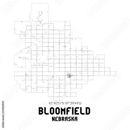 Bloomfield Nebraska. US street map with black and white lines. photo