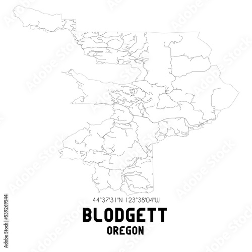 Blodgett Oregon. US street map with black and white lines. photo