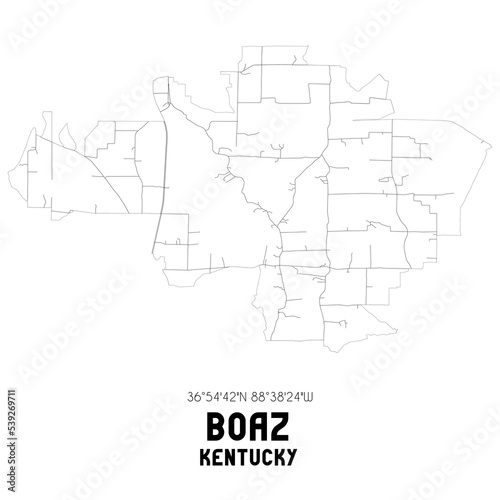 Boaz Kentucky. US street map with black and white lines.