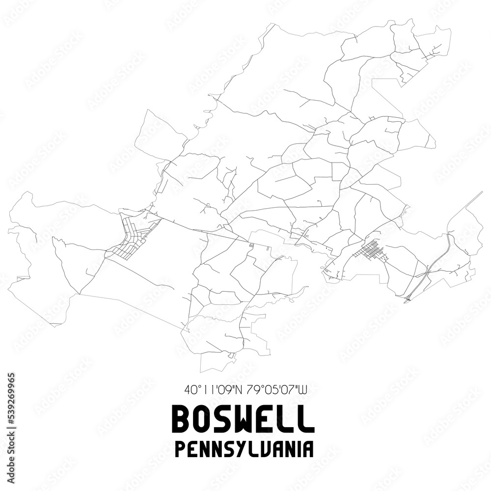 Boswell Pennsylvania. US street map with black and white lines. Boswell Pennsylvania. US street map with black and white lines.