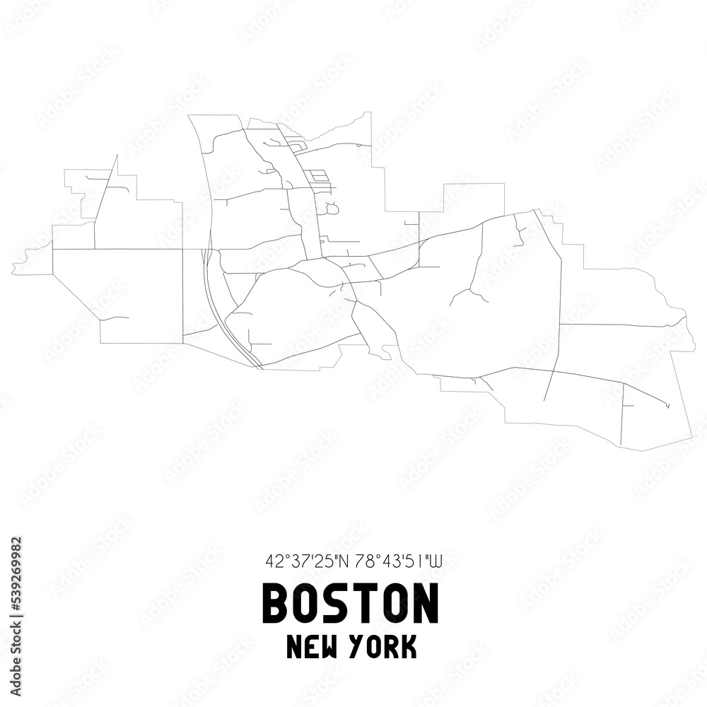 Fototapeta premium Boston New York. US street map with black and white lines.