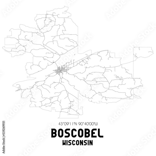 Boscobel Wisconsin. US street map with black and white lines. photo
