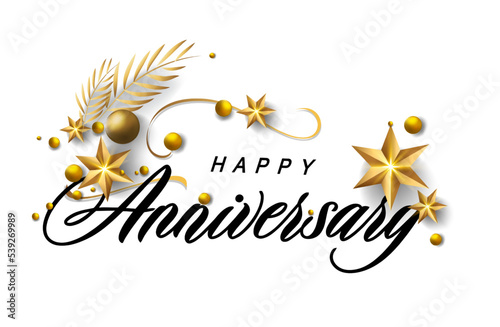 Happy Anniversary lettering text banner. lettering anniversary with golden festive