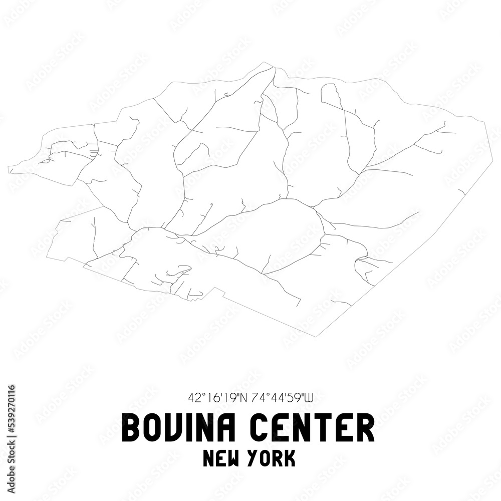 Bovina Center New York. US street map with black and white lines. Stock