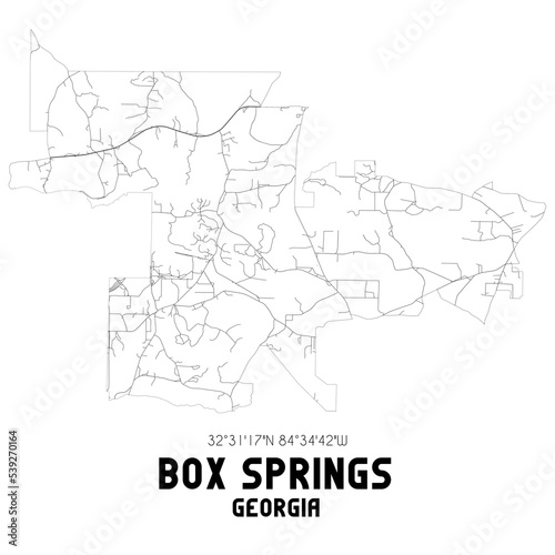 Box Springs Georgia. US street map with black and white lines.
