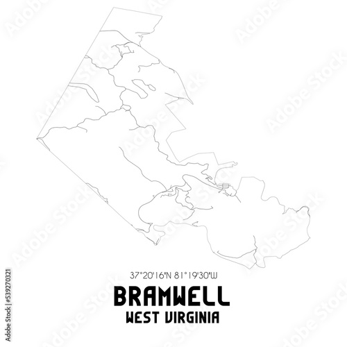 Bramwell West Virginia. US street map with black and white lines.