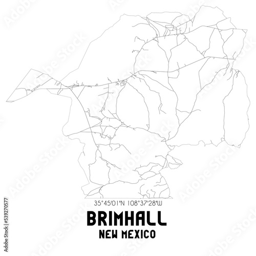 Brimhall New Mexico. US street map with black and white lines.