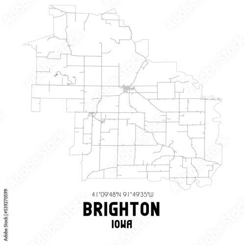 Fototapeta Naklejka Na Ścianę i Meble -  Brighton Iowa. US street map with black and white lines.