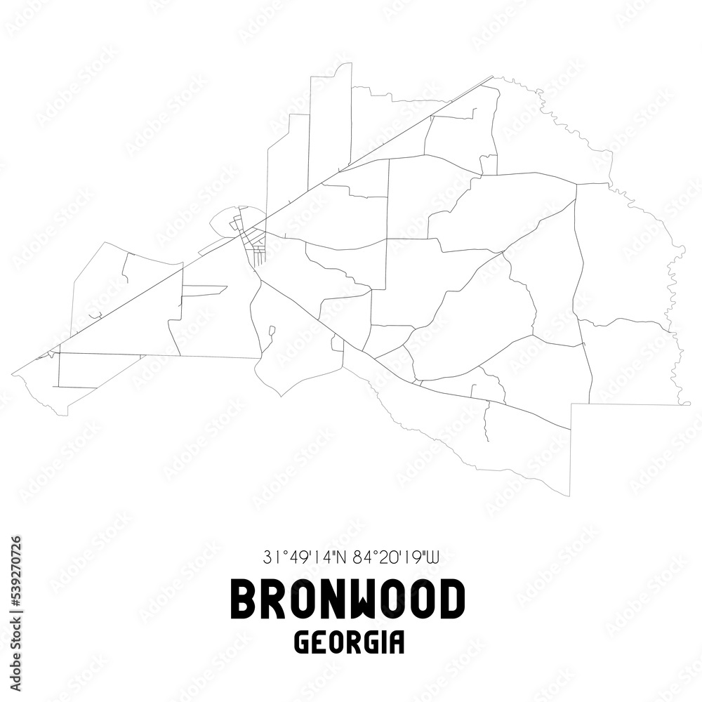 Bronwood US street map with black and white lines. Stock Illustration Adobe Stock