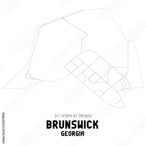Brunswick Georgia. US street map with black and white lines. photo