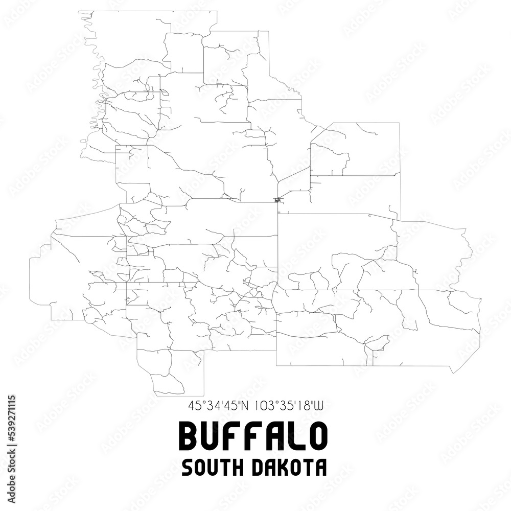 Buffalo South Dakota. US street map with black and white lines. Buffalo South Dakota. US street map with black and white lines.