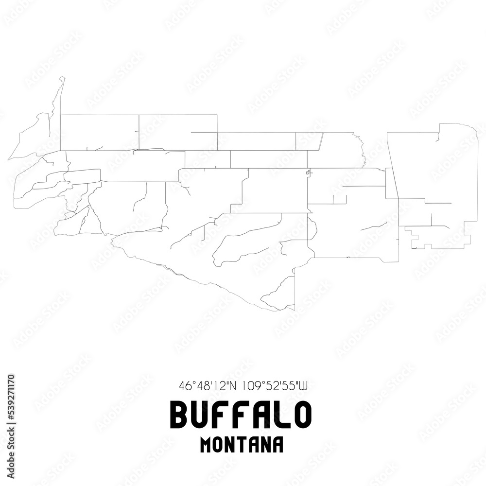 Buffalo Montana. US street map with black and white lines.