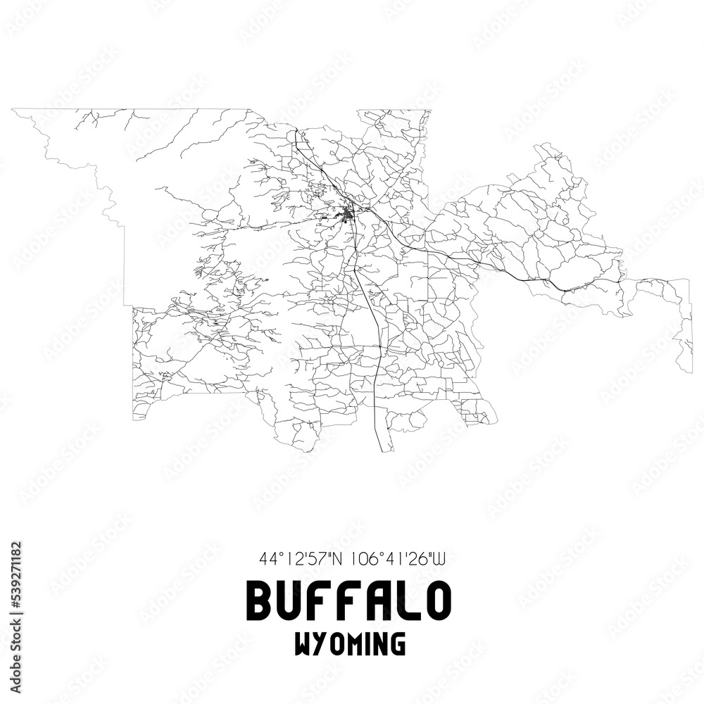 Buffalo Wyoming. US street map with black and white lines. Buffalo Wyoming. US street map with black and white lines.