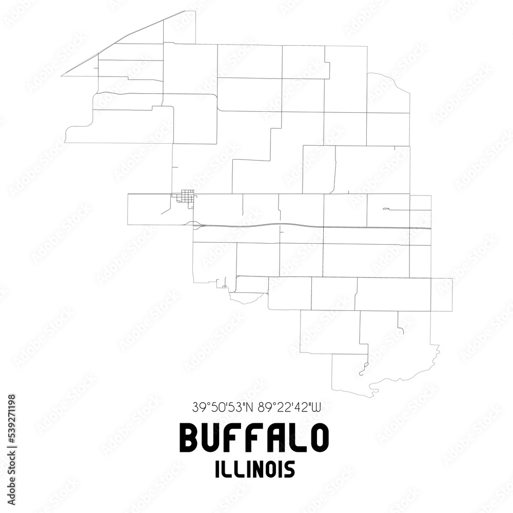 Buffalo Illinois. US street map with black and white lines. Buffalo Illinois. US street map with black and white lines.