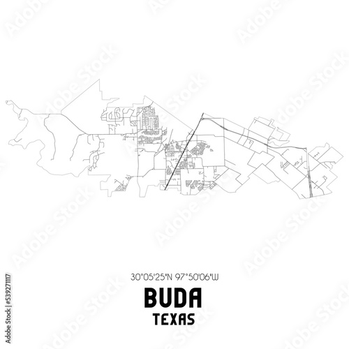 Canvas Print Buda Texas. US street map with black and white lines.