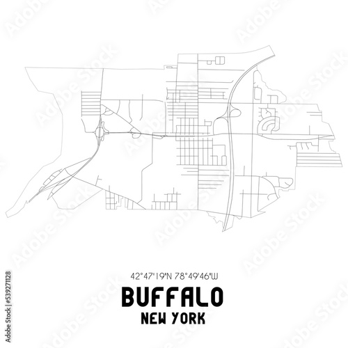Buffalo New York. US street map with black and white lines. photo