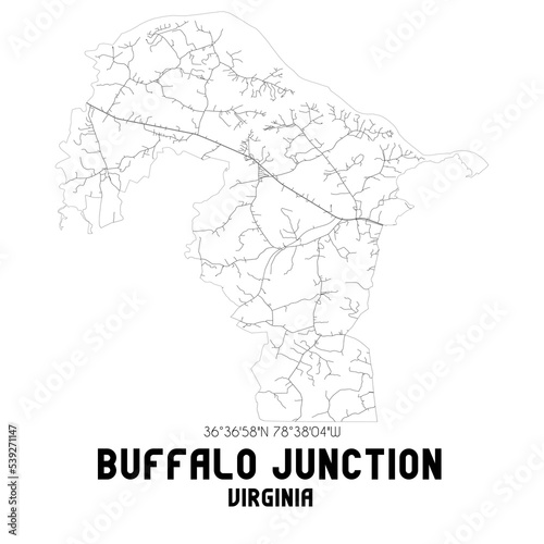 Buffalo Junction Virginia. US street map with black and white lines.