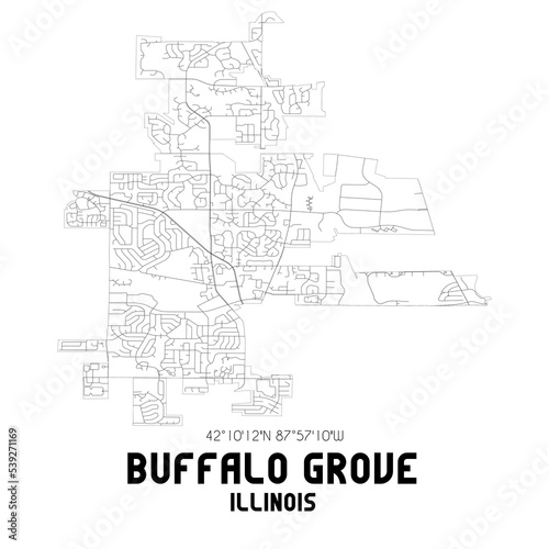 Buffalo Grove Illinois. US street map with black and white lines.