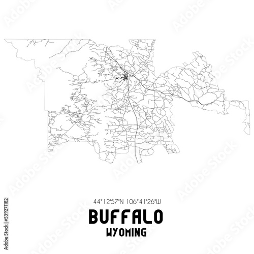 Buffalo Wyoming. US street map with black and white lines.