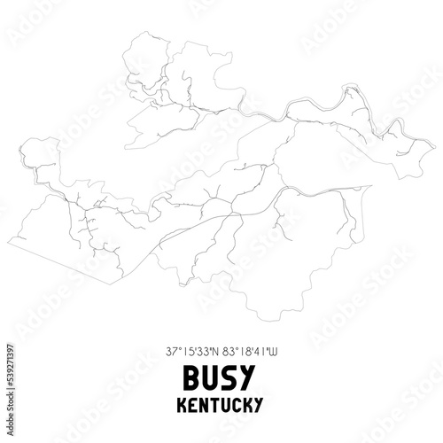Busy Kentucky. US street map with black and white lines.