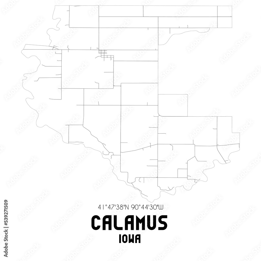 Calamus Iowa. US street map with black and white lines. Calamus Iowa. US street map with black and white lines.