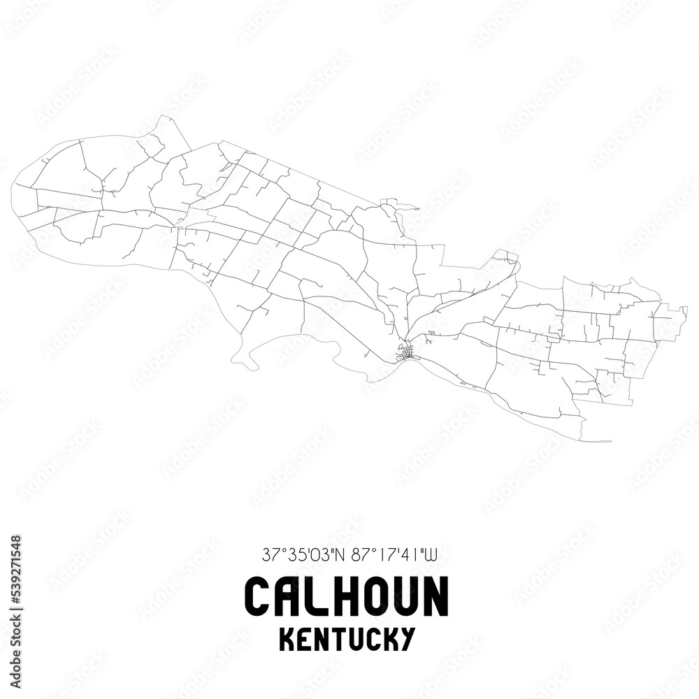 Calhoun Kentucky. US street map with black and white lines. Calhoun Kentucky. US street map with black and white lines.
